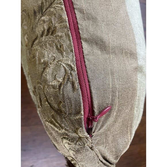 Shanghai Orient West Accent Pillow 16" x 21" Feather Bronze Burgundy Stylish - Picture 3 of 10